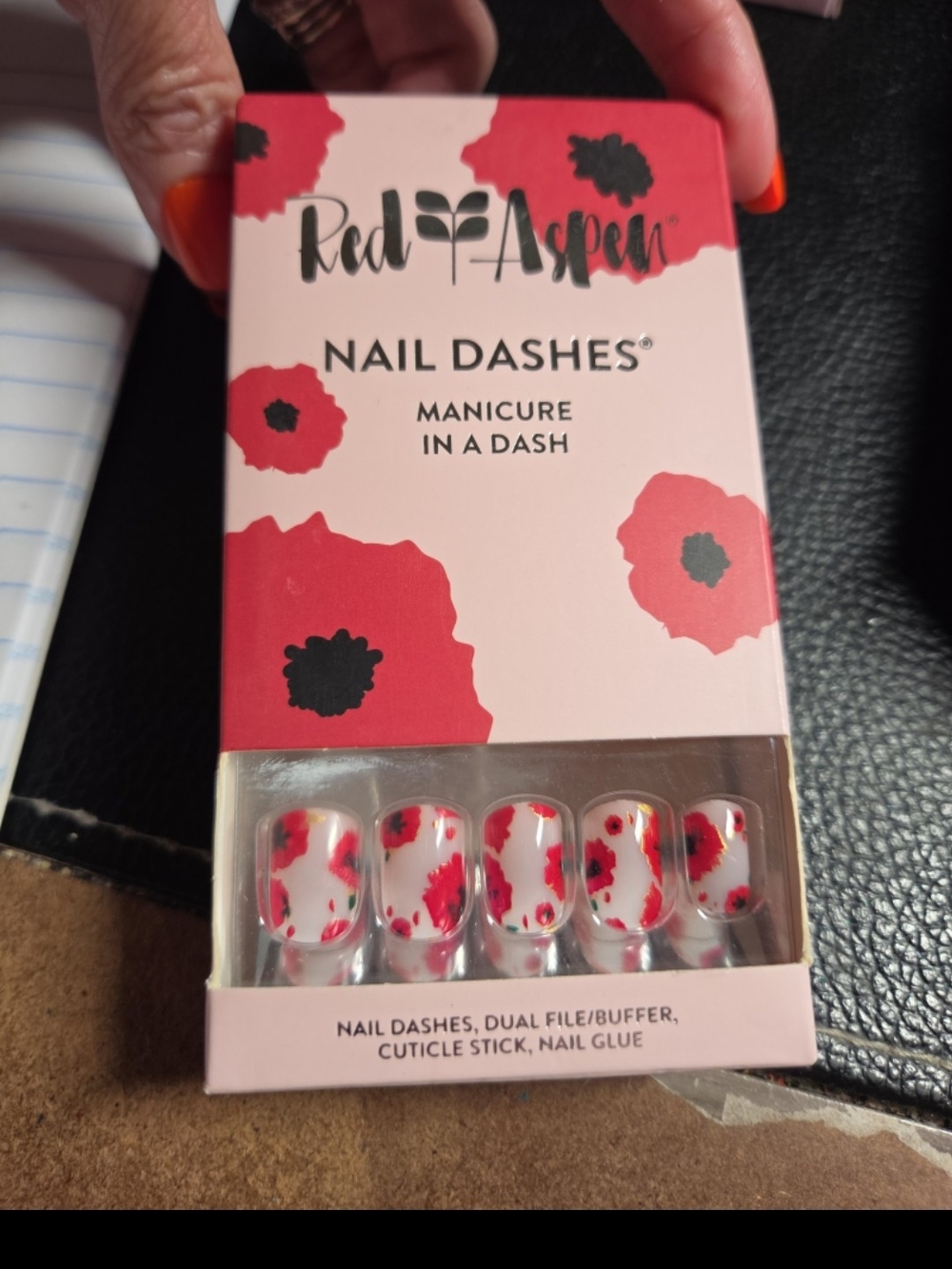 Red Aspen Nail Dashes Press-On Nails – Floral for Phoebe Red Floral Design